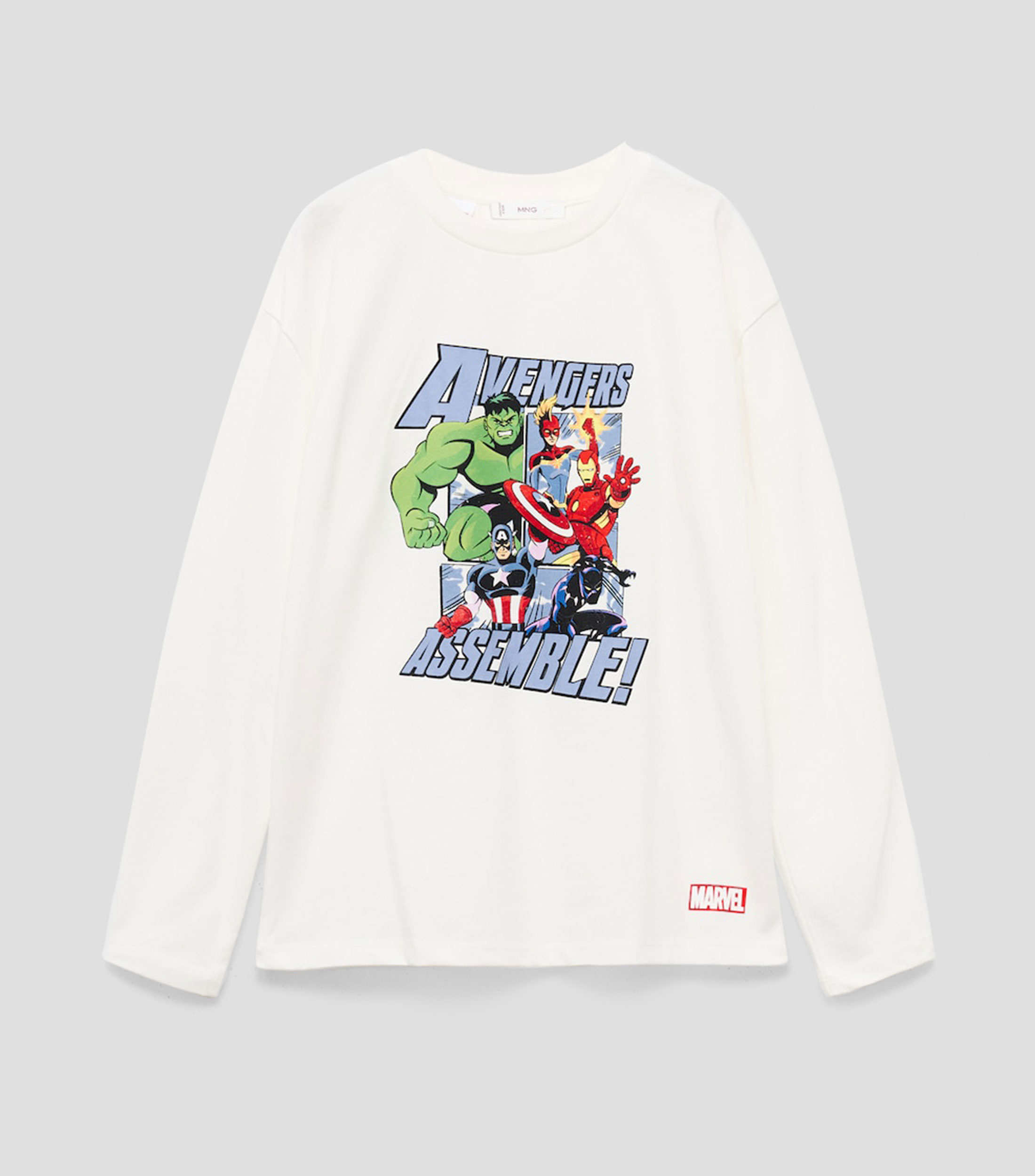 Playera cuello redondo manga larga Avengers Niño